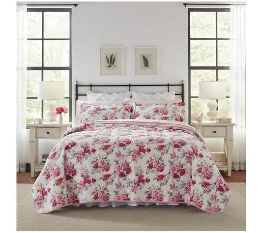Laura Ashley Lidia Pink Twin Quilt-Sham Set