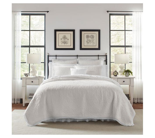 Laura Ashley Heirloom Crochet White Twin Quilt-Sham Set