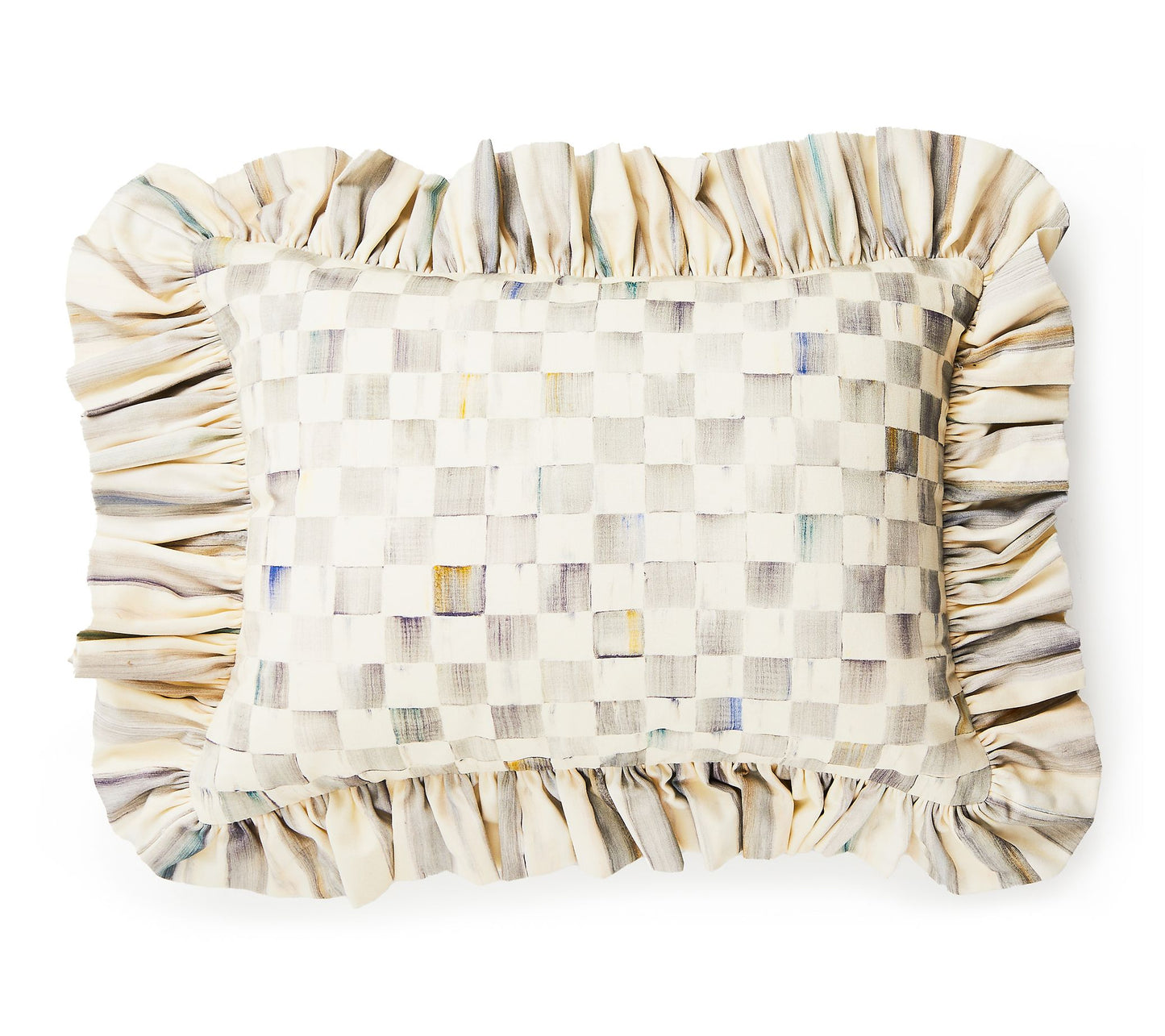 MacKenzie-Childs Sterling Check Ruffle Lumbar Pillow
