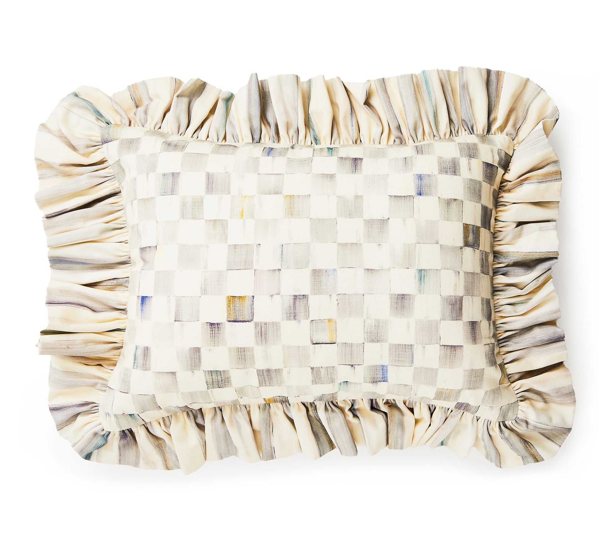MacKenzie-Childs Sterling Check Ruffle Lumbar Pillow
