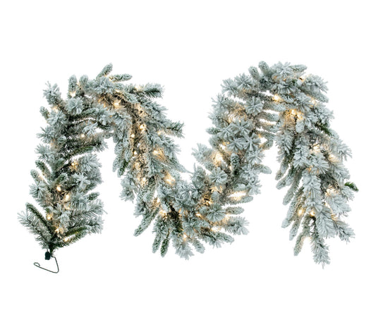 Vickerman 9' Flocked Snow Ridge Artificial Christmas Garland