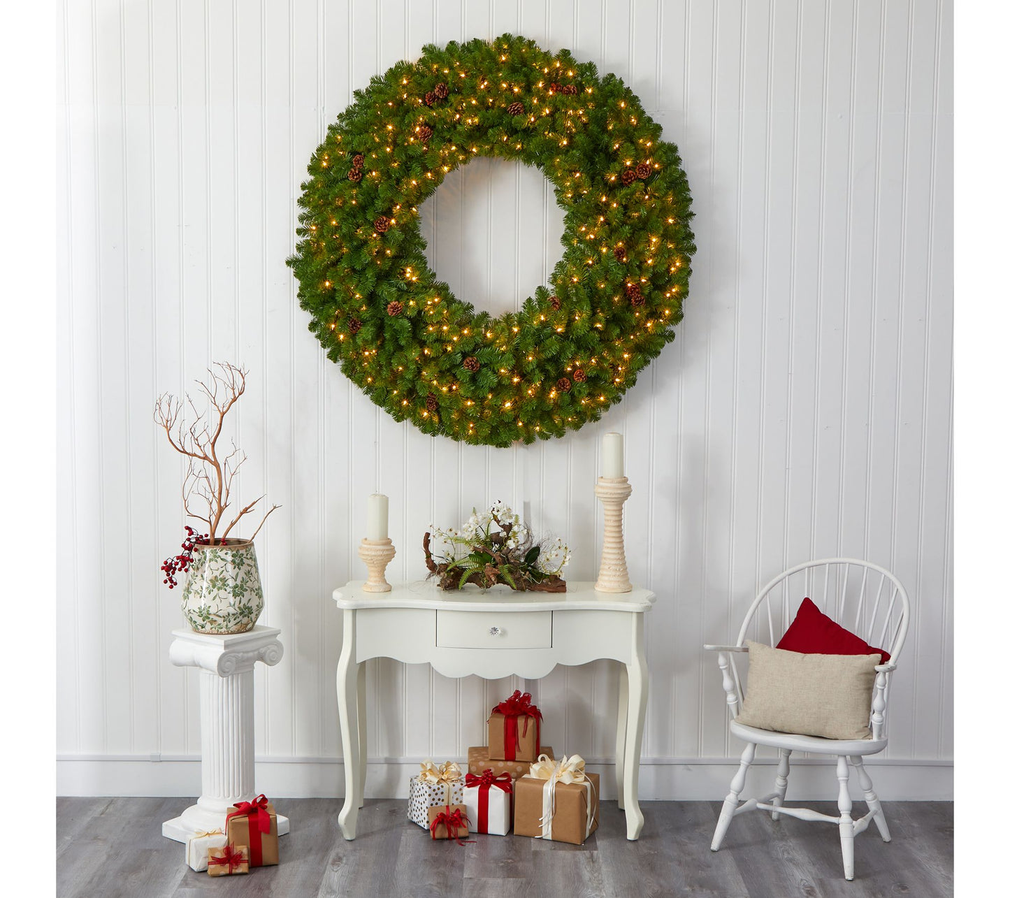 Nearly Natural 5' Giant Christmas Wreath