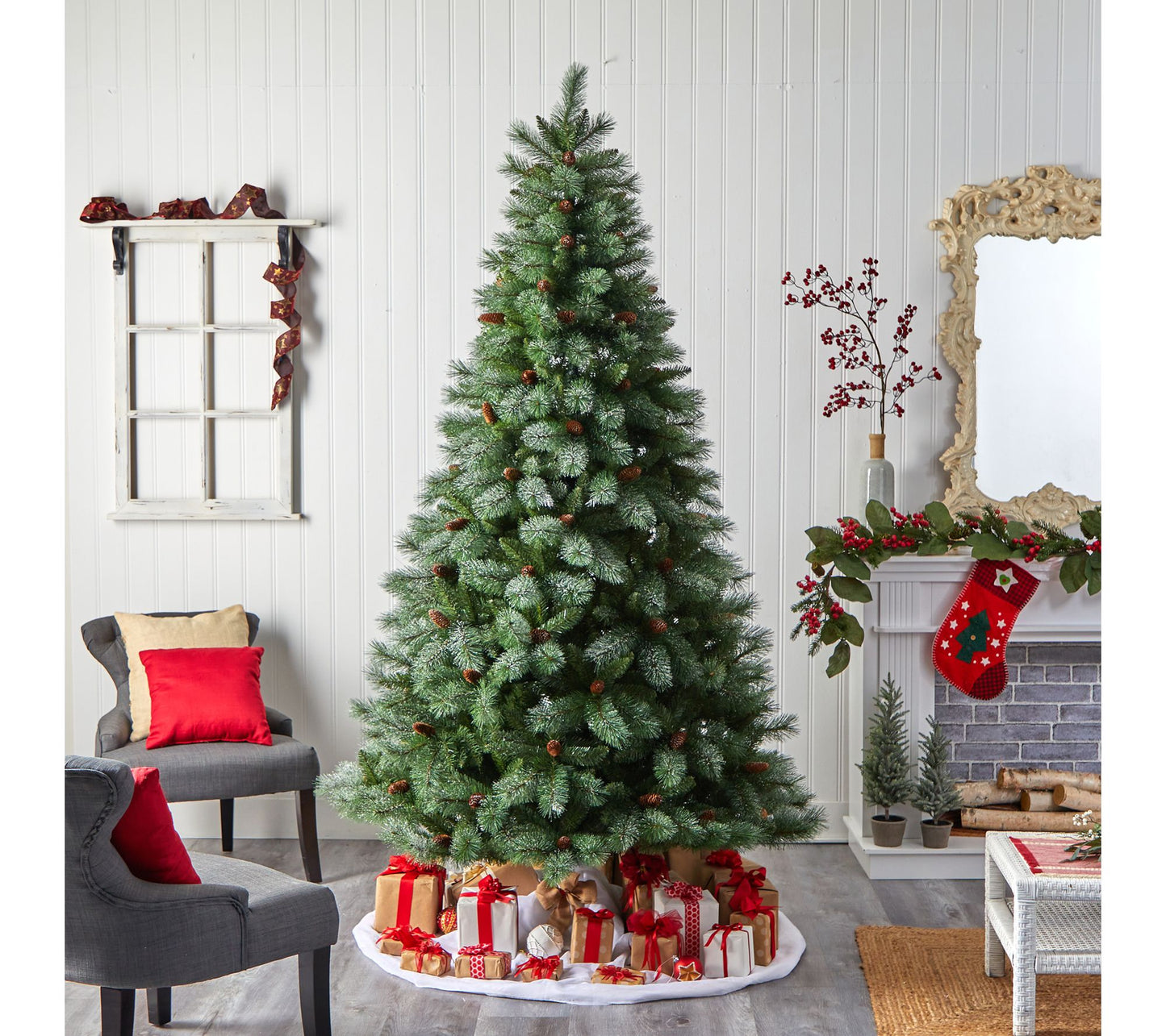 Nearly Natural 8' Snowed French Alps Mountain Pine Tree