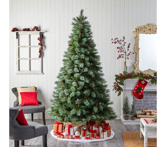 Nearly Natural 8' Snowed French Alps Mountain Pine Tree