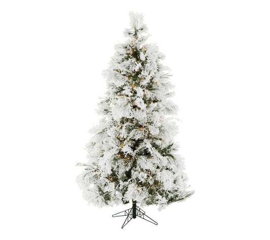 Christmas Time 4-Ft.Frosted Fir Flocked Slim Christmas Tree wi