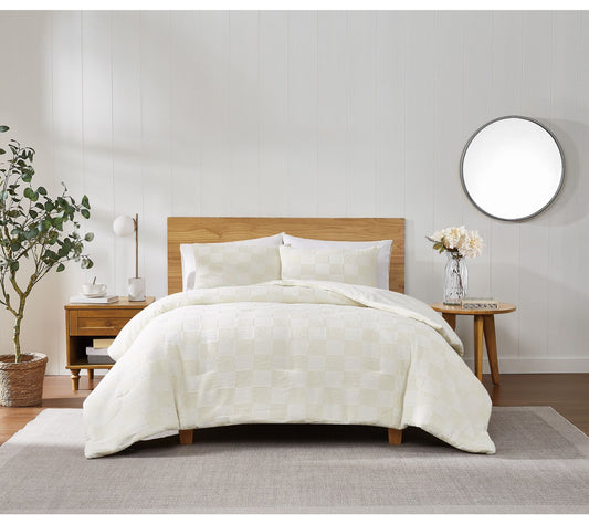 Truly Soft Textured Checkered King 3-Piece Comforter Set