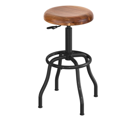 Seville Classics Acacia Wood Pneumatic Height Adjustable Stool