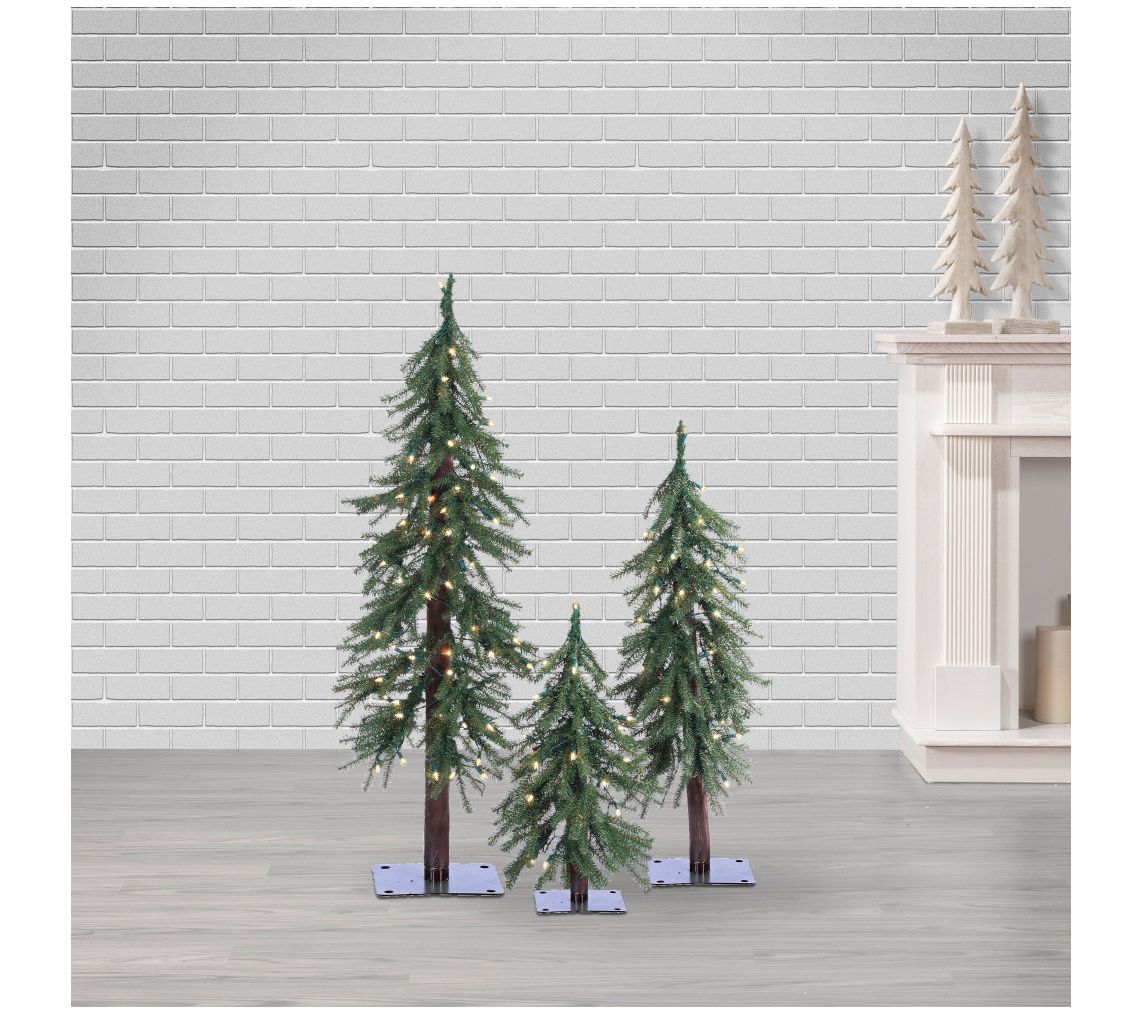 Elegant 3-Piece Prelit Alpine Tree Set by Sterling Co.