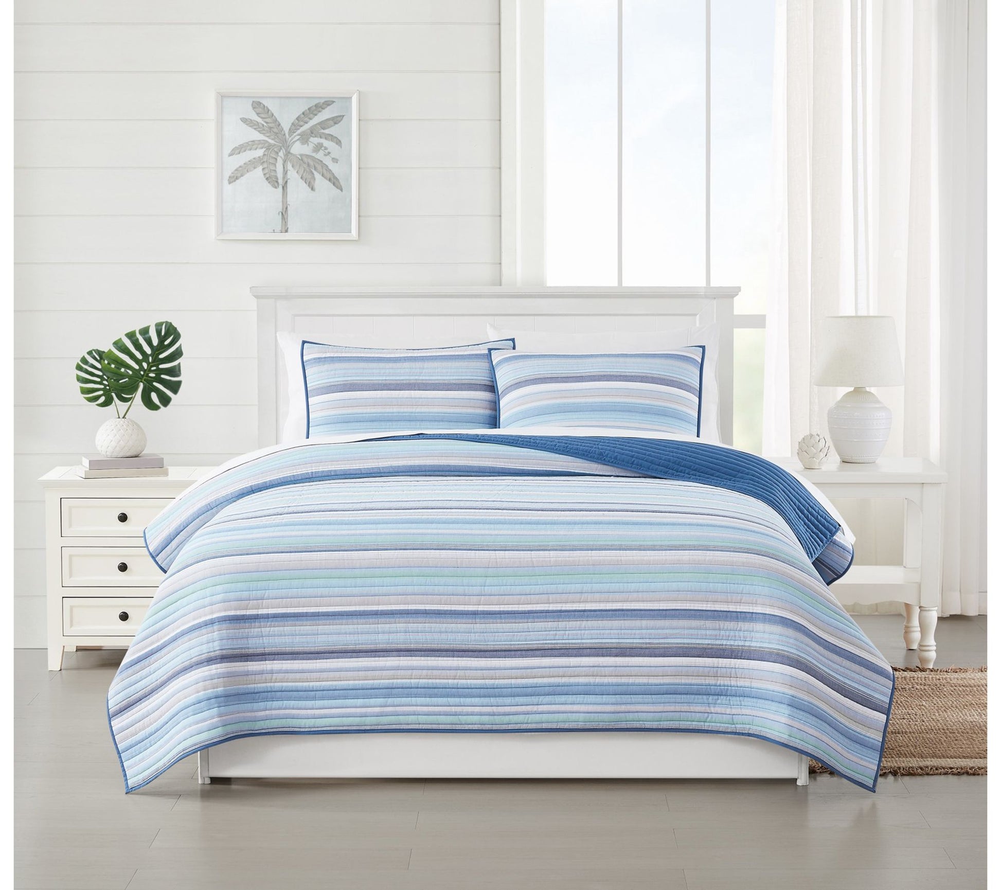 Oceanfront Resort Clearwater Yarn Dye Stripe King Quilt Set