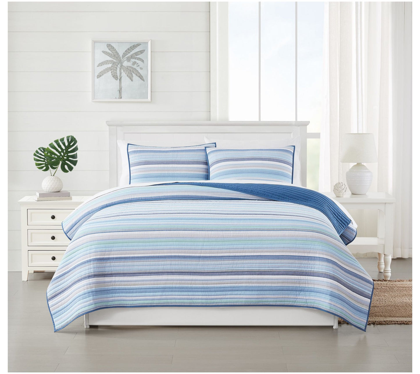 Oceanfront Resort Clearwater Yarn Dye Stripe Twin Quilt Set