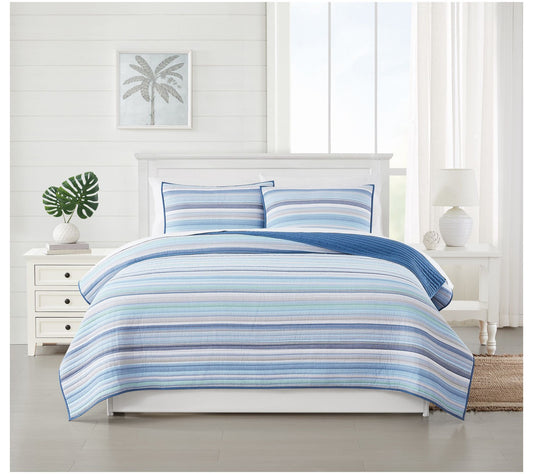 Oceanfront Resort Clearwater Yarn Dye Stripe Twin Quilt Set