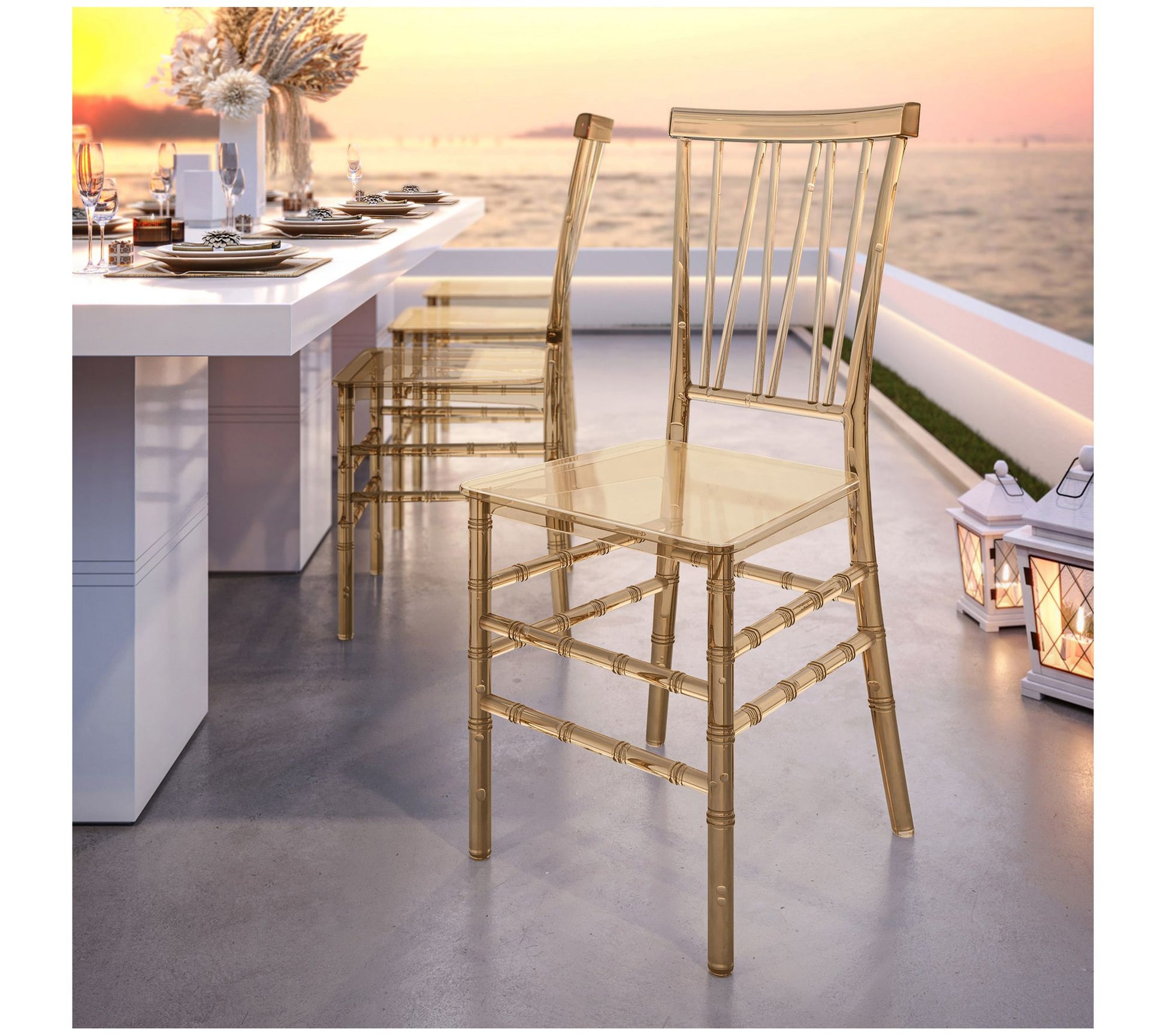 Techni Home Set of 4 Stackable Chiavari Style Acrylic Chairs