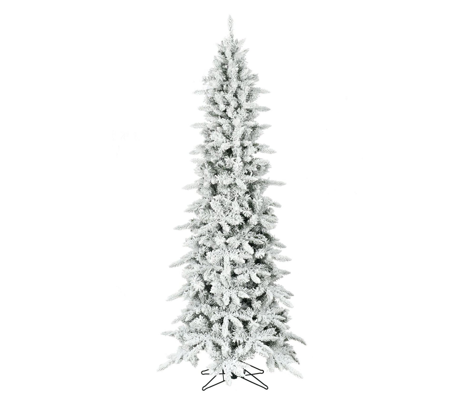 Fraser Hill Farm 9-Ft. Slim Mountain Pine Flocked Christmas Tr