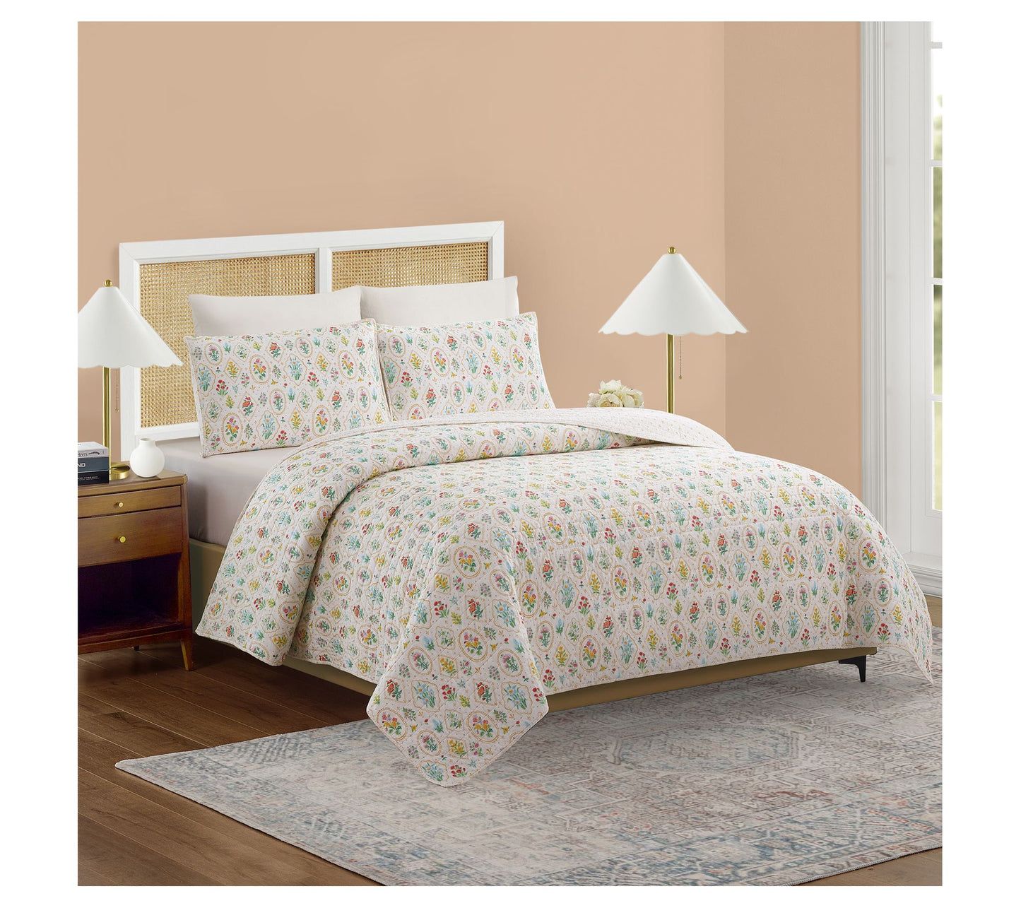 Floral Wallpaper 3pc F/Q Quilt Set by Angela Staehling