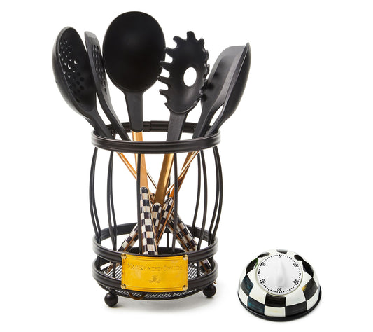 MacKenzie- Childs Kitchen Utensil Set with Holder and Timer