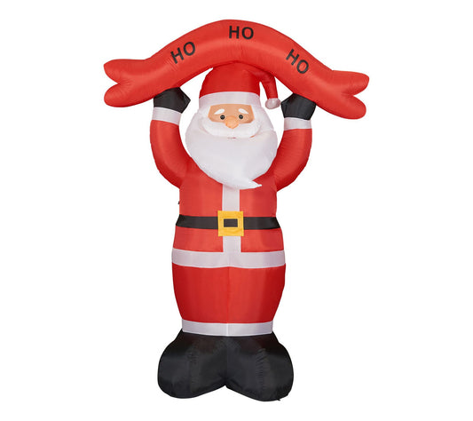 Christmas Time 10-Ft. Tall Santa Holding HO HOHO Sign, Prelit