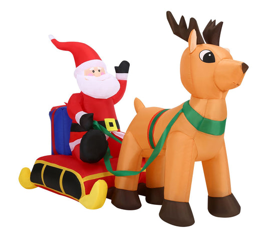 Fraser Hill Farm 4-Ft. Tall Pre-Lit InflatableSanta in Sleigh