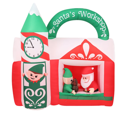 Christmas Time 7-Ft. Pre-Lit Inflatable Santa'sWorkshop