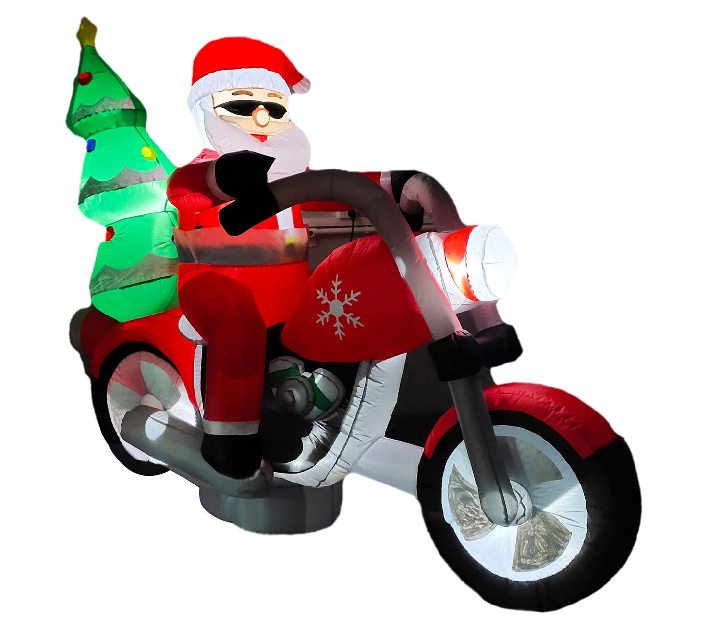 Fraser Hill Farm 7" Wide Prelit Santa on Motorcycle Inflatable