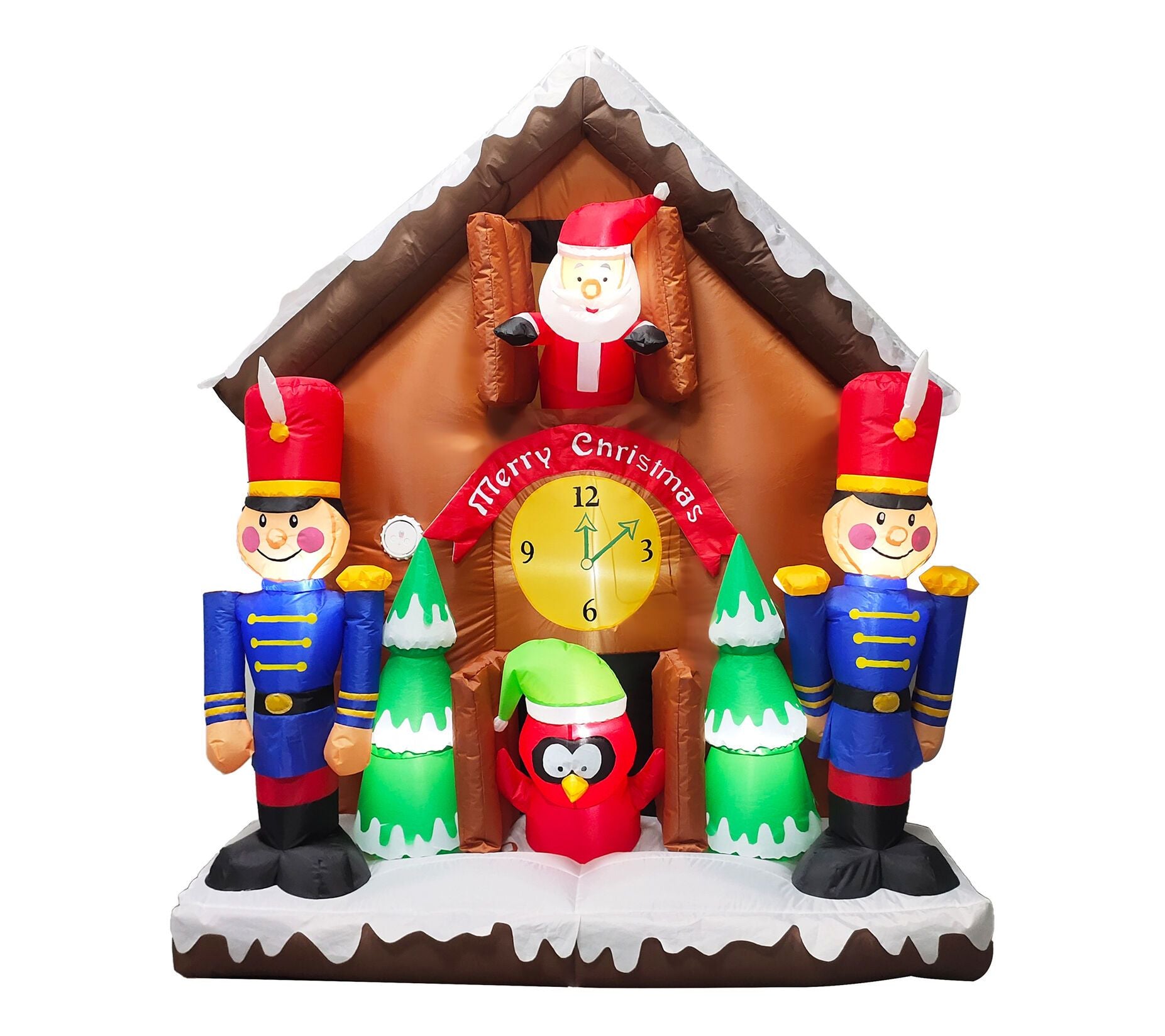 Fraser Hill Farm 6" Tall Prelit Santa Nutcracker Cuckoo Clock