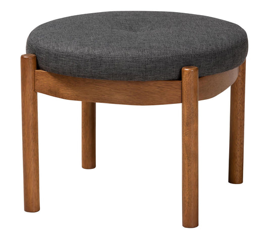 Baxton Studio Iliana Fabric and Wood Ottoman Footstool