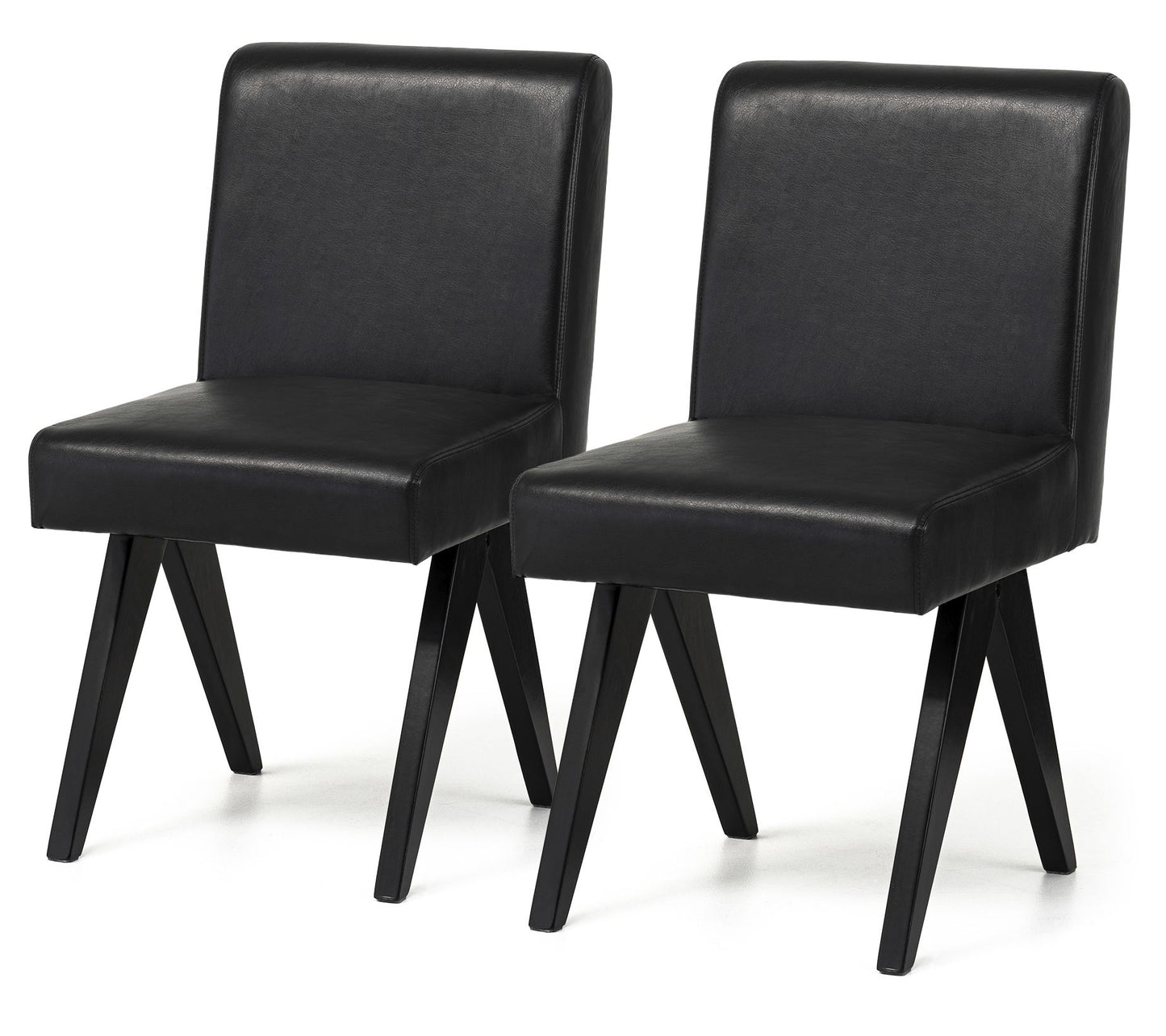 Glitzhome Modern V-Leg Leatherette Dining Casual Chairs S/2