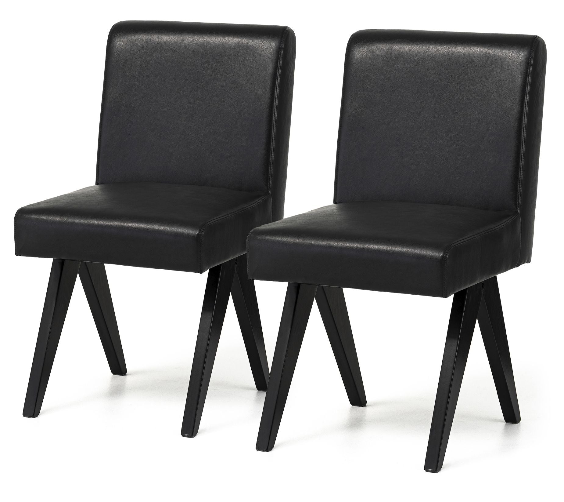 Glitzhome Modern V-Leg Leatherette Dining Casual Chairs S/2