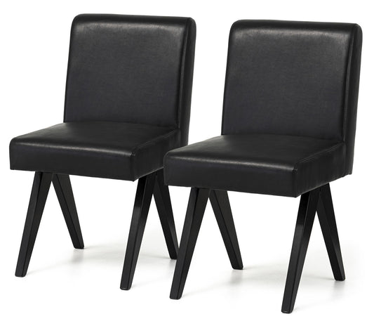 Glitzhome Modern V-Leg Leatherette Dining Casual Chairs S/2