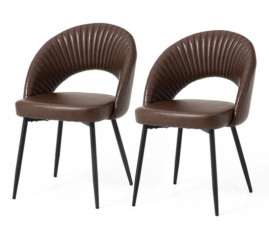 Glitzhome Modern Quilted Leatherette Dining Chairs S/2