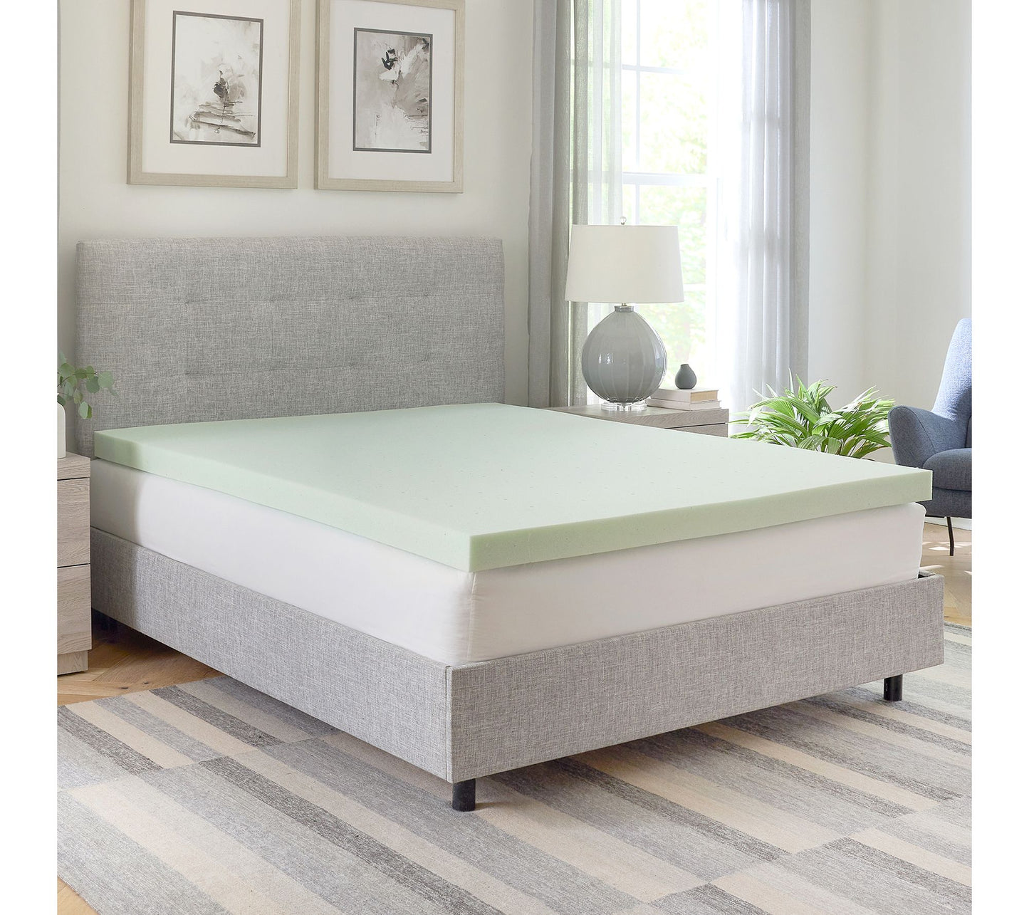 Bodipedic 3" Green Tea Memory Foam Mattress Topper, King