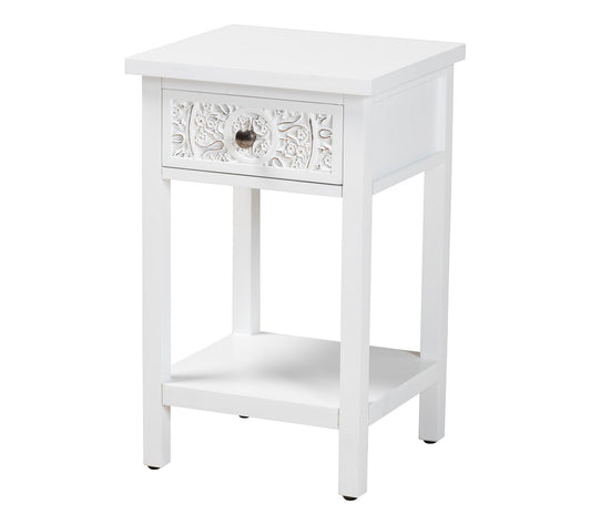 Baxton Studio Yelena White Wood 1-Drawer End Table