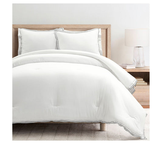 Lush Decor Hampton Embroidered Contrast Edge Comforter 3pc Set