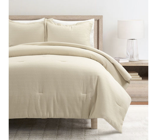 Lush Decor Haniya Solid Waffle Comforter Set 3pc F/Q