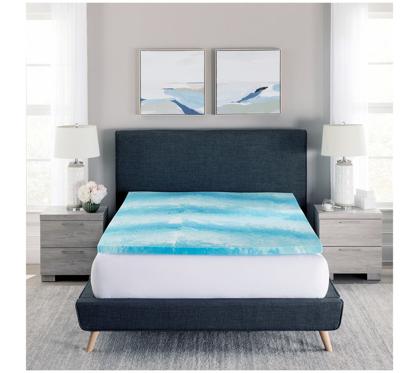 Bodipedic 2" Gel Swirl Memory Foam Mattress Topper, Queen