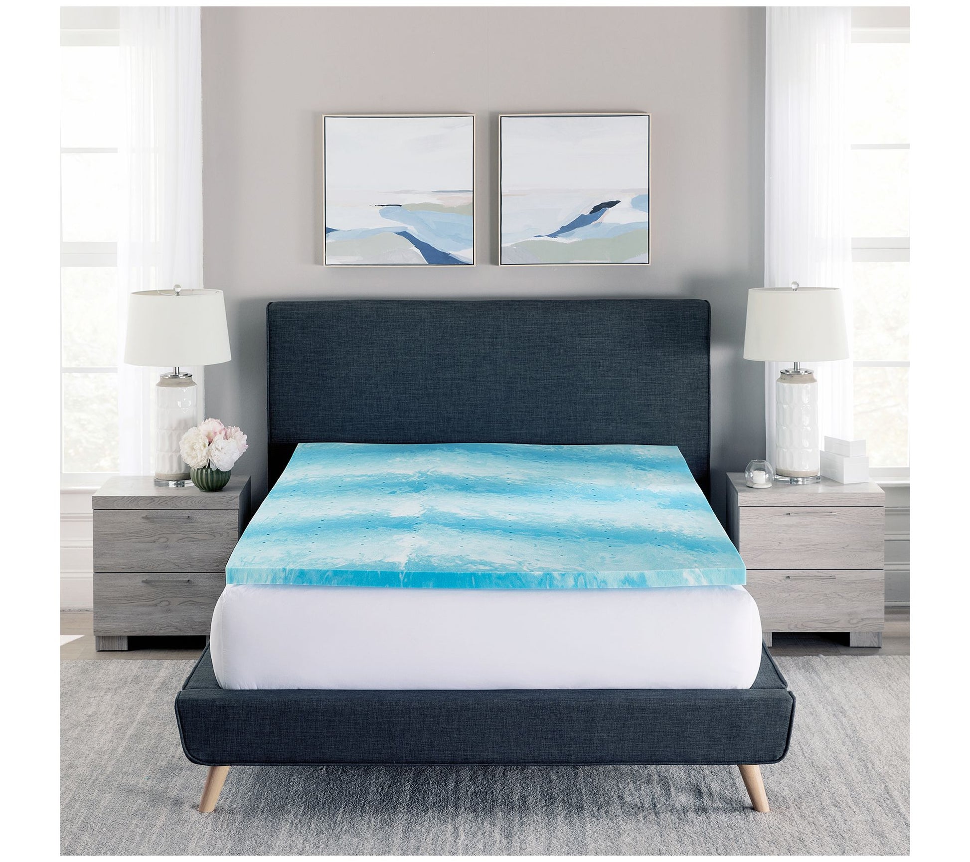 Bodipedic 2" Gel Swirl Memory Foam Mattress Topper, Cal King