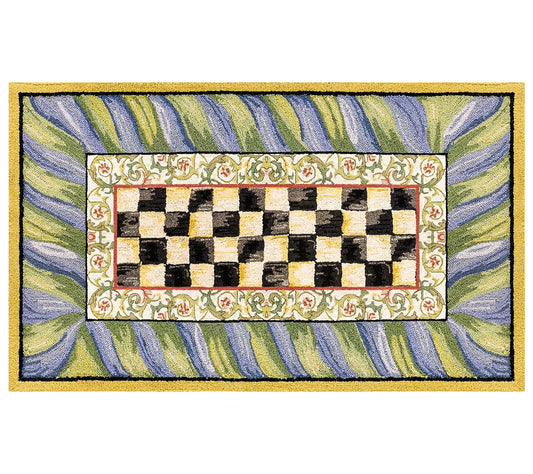 MacKenzie-Childs Courtly Check Purple Green 3'x5' Washable Rug