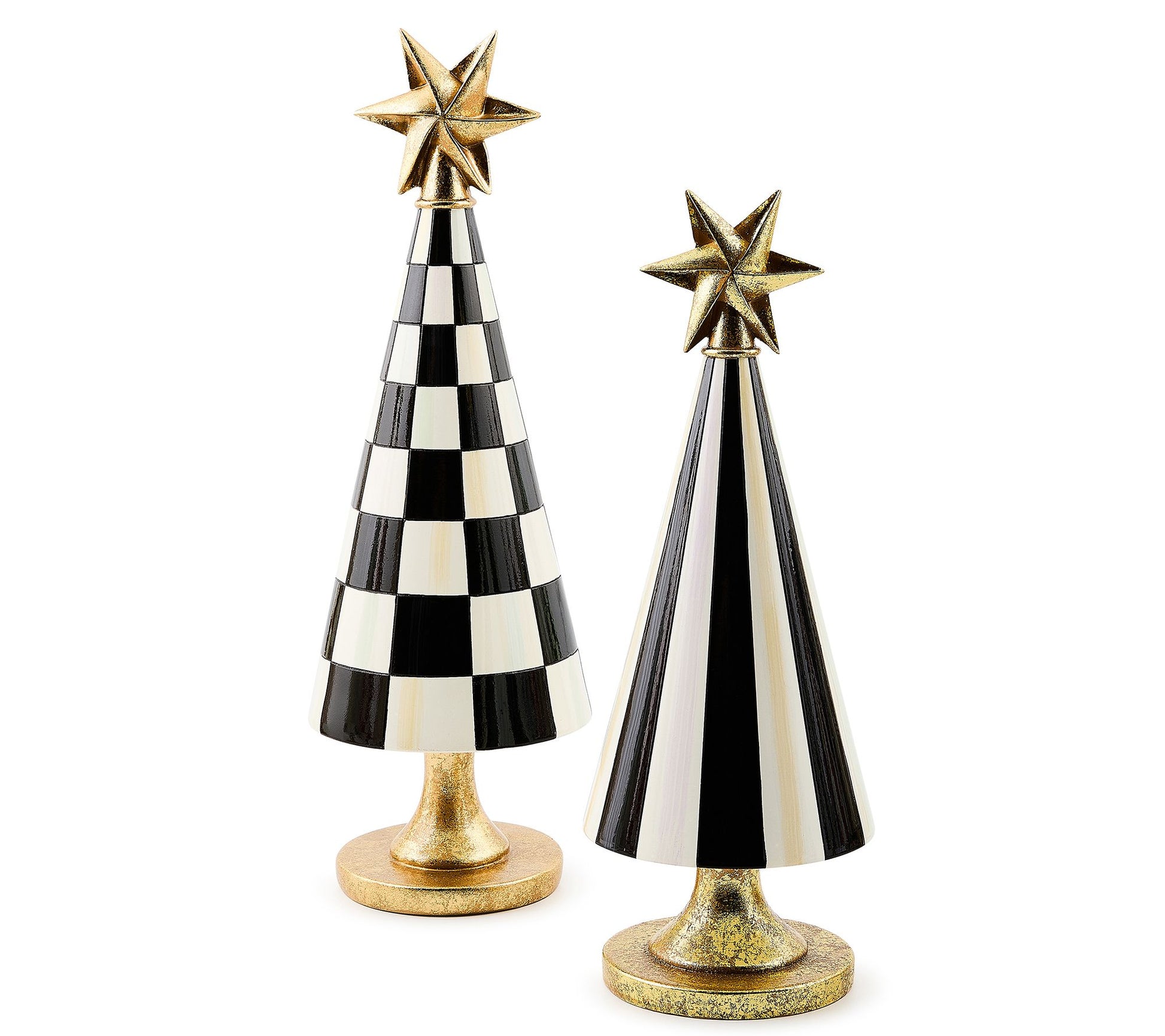 MacKenzie Childs Set of 2 Check & Stripe Trees