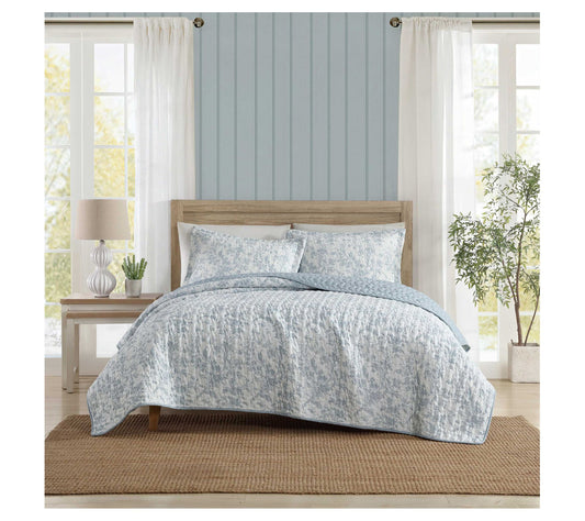 Laura Ashley Amberly Blue King Quilt Sham Set