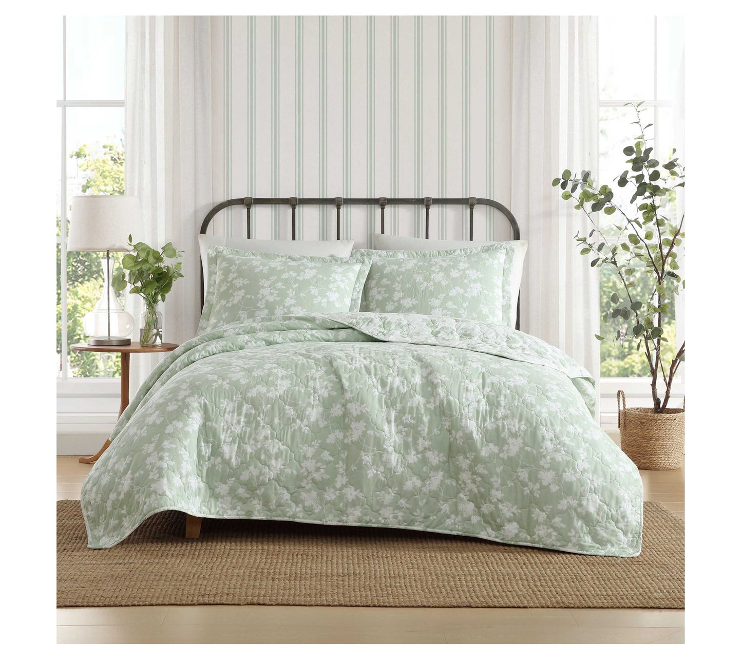 Laura Ashley Adorabelle Silhouette Full/Queen Quilt Sham Set