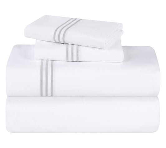 Superior Brandon Cotton Embroidered Bed Sheet Set-King