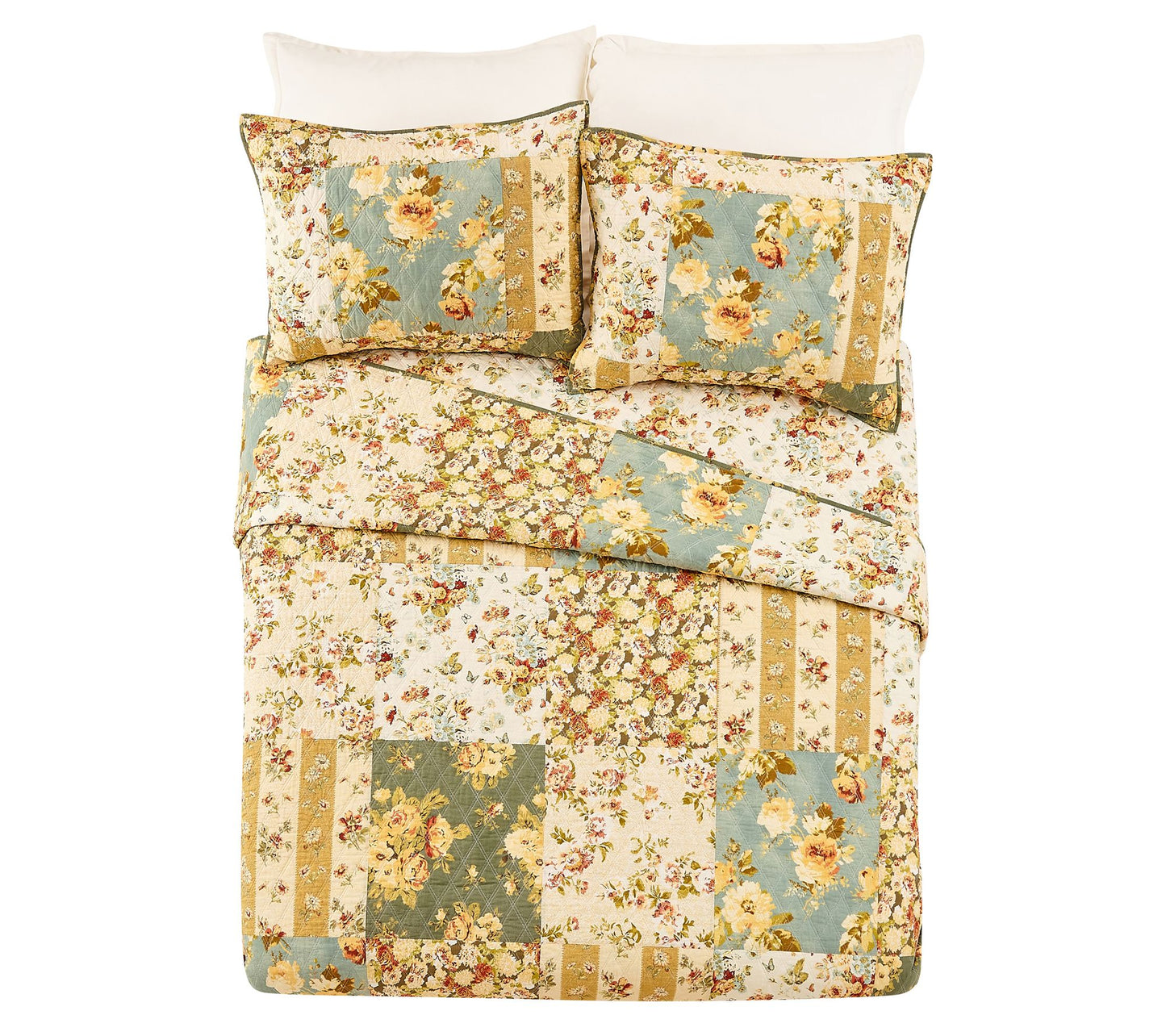 Modern Heirloom Floral Patch 3-PC King Quilt Set