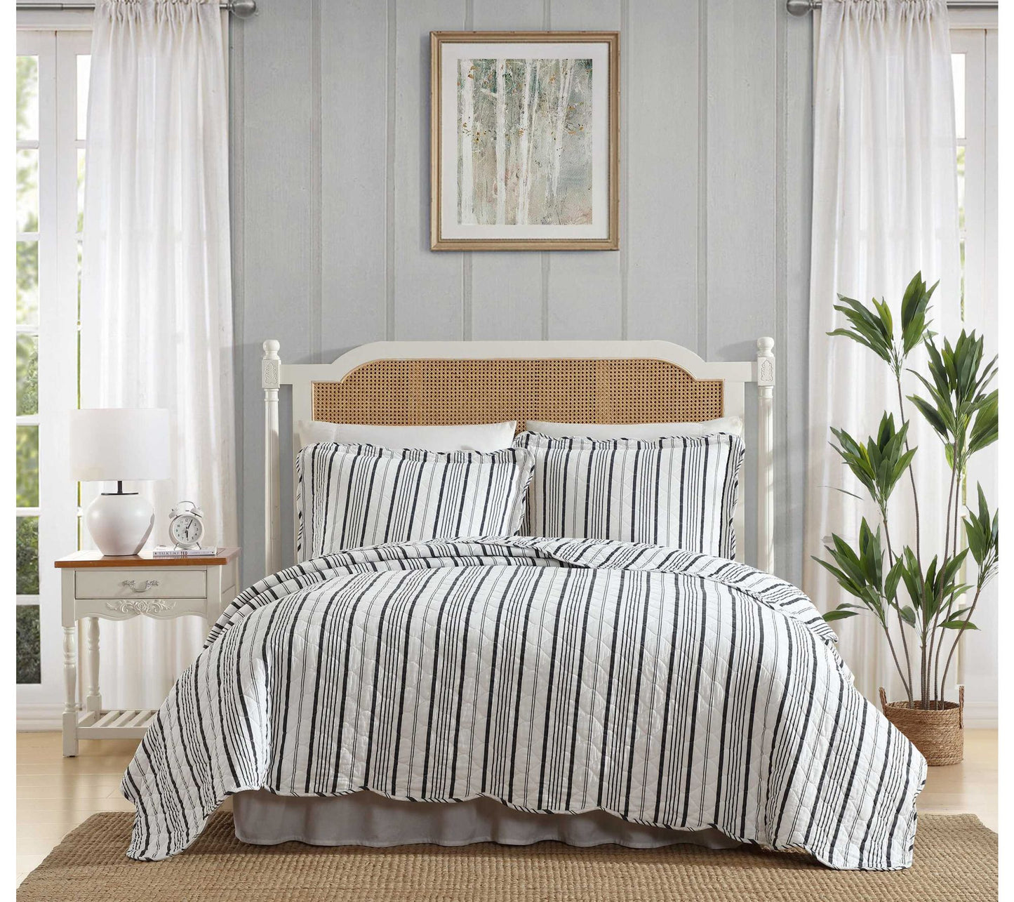 Laura Ashley Stripe Perfection Grey King QuiltSham Set