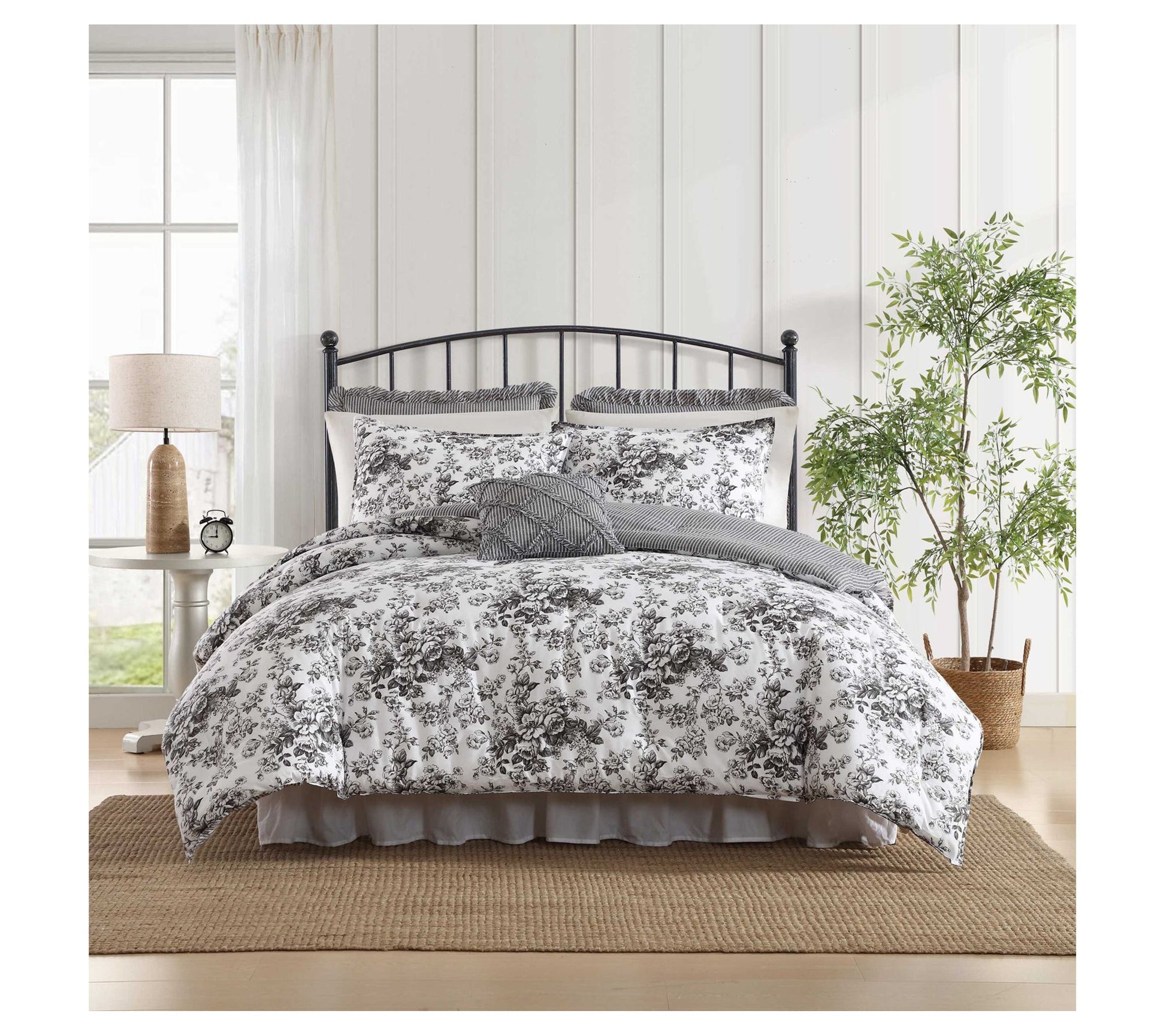 Laura Ashley Toile Delight Grey Twin ComforterSham Set