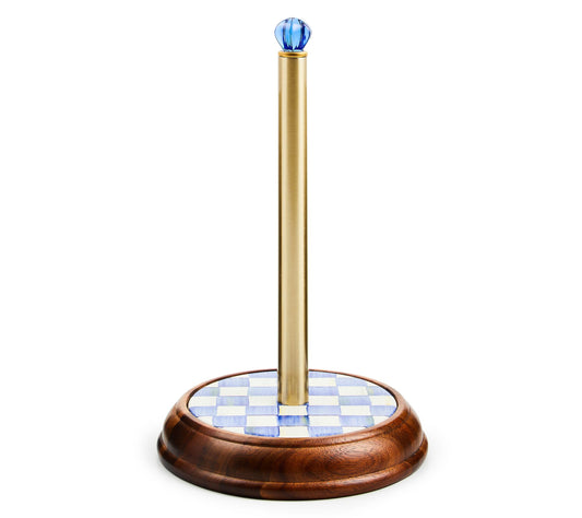 MacKenzie-Childs Royal Check Wood Paper Towel Holder