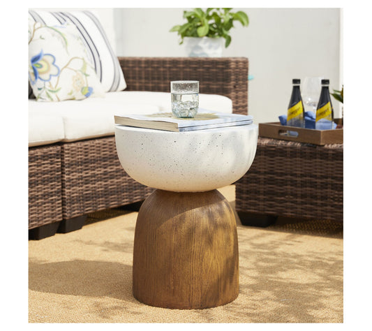 Glitzhome 18" Faux Wood Geometric Garden Stool/ Table