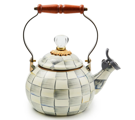 MacKenzie-Childs Sterling Check Whistling Tea Kettle