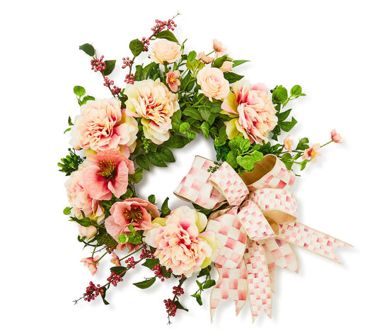 MacKenzie-Childs Rosy Check Rose 24" Wreath