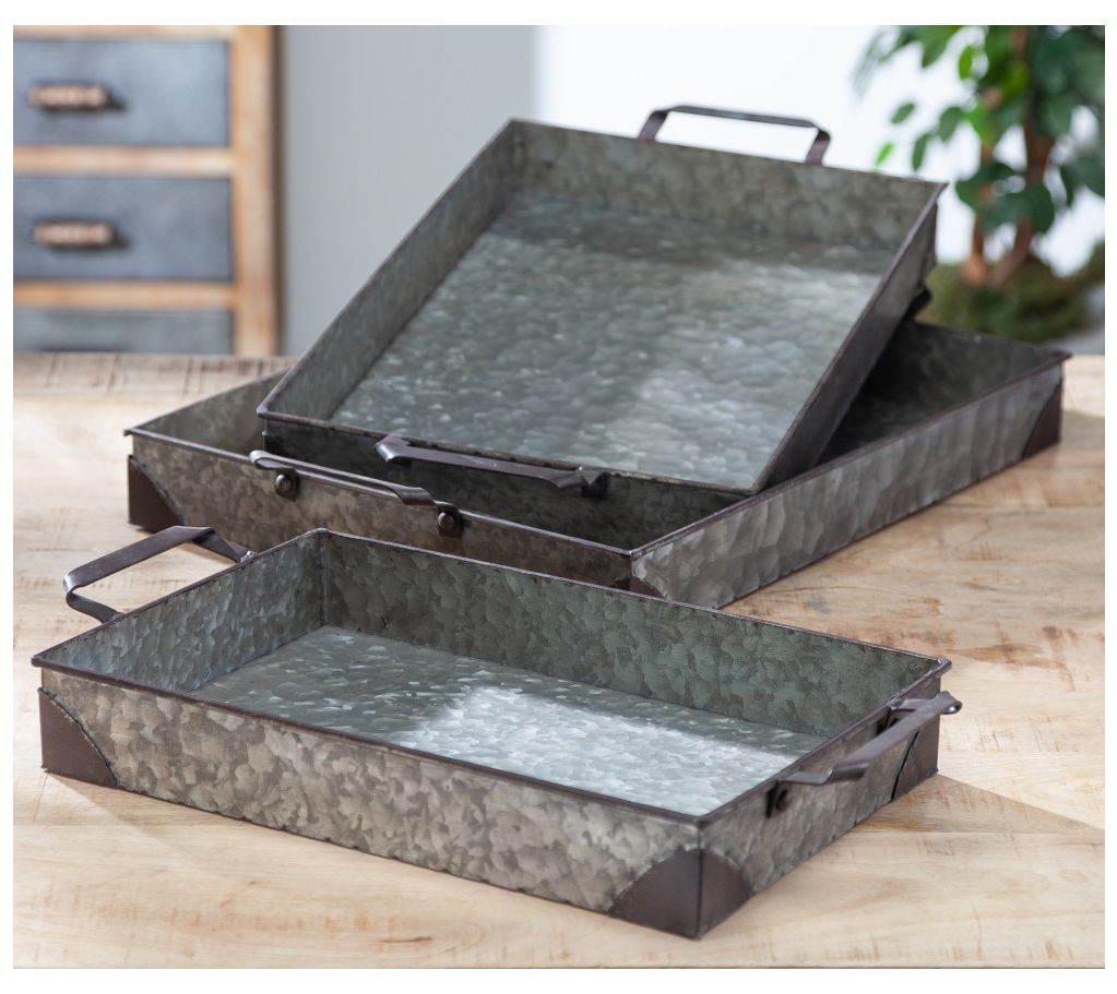 Set of 3 Decorative Metal Trays by Gerson International