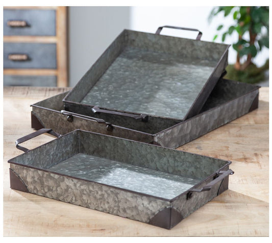 Set of 3 Decorative Metal Trays by Gerson International