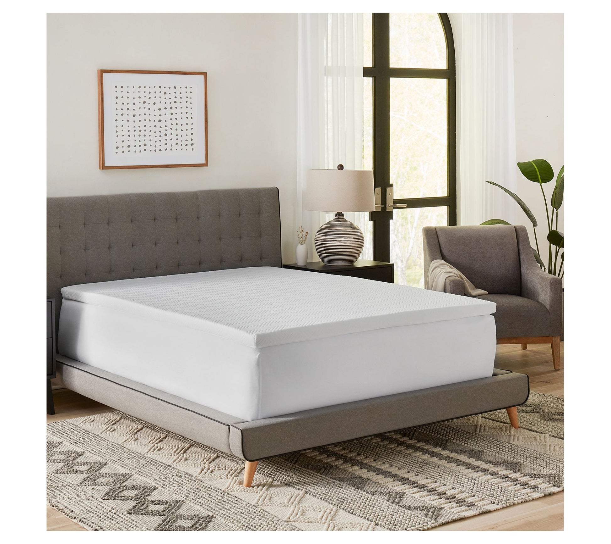 Bodipedic 2" Gel Memory Foam Mattress Topper with Cover, Queen